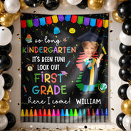 Happy,Gift For Kids,Graduation,Gift For Grandkids,Custom Photo,Funny,Photo,Proud - Custom Photo Here I Come Preschool Kindergarten Graduation - Personalized Backdrop