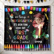 Happy,Gift For Kids,Graduation,Gift For Grandkids,Custom Photo,Funny,Photo,Proud - Custom Photo Here I Come Preschool Kindergarten Graduation - Personalized Backdrop
