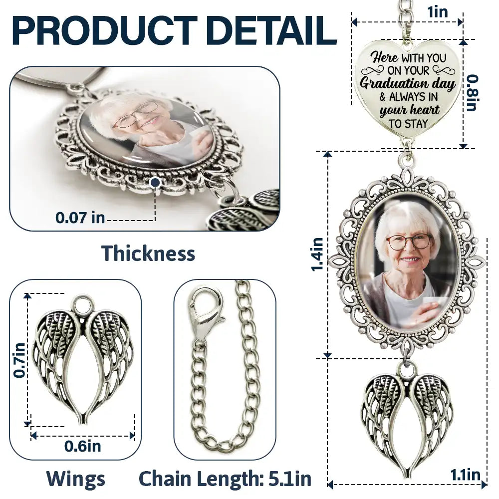 Graduation,Gift For Yourself,Custom Photo,Memorial,Sad - Custom Photo Here With You - Personalized Graduation Tassel Charm