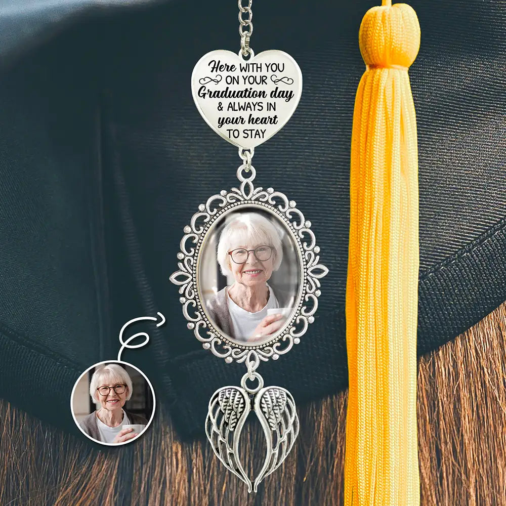 Custom Photo Here With You - Personalized Graduation Tassel Charm