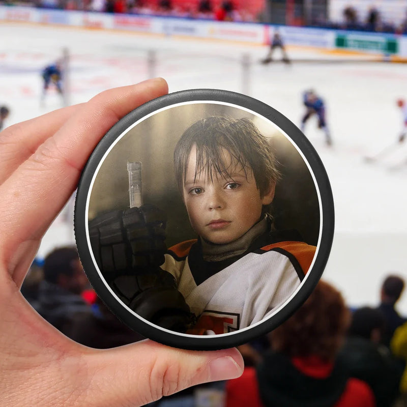 Custom Photo, Family, Gift For Father, Happy - Custom Photo Hockey Gift - Personalized Hockey Puck Bottle Opener