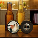 Custom Photo, Family, Gift For Father, Happy - Custom Photo Hockey Gift - Personalized Hockey Puck Bottle Opener