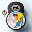 Custom Photo, Family, Gift For Father, Happy - Custom Photo Hockey Gift - Personalized Hockey Puck Bottle Opener