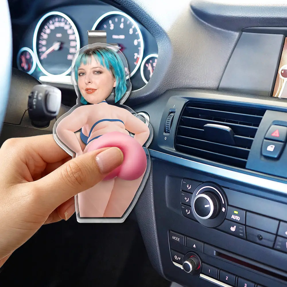 Custom Photo,Gift For Men,Gift For Yourself,Humorous,Cut-Face Photo - Custom Photo Hope Your Day Is Nice - Personalized Squishy Acrylic Car Visor Clip