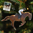 Gift For Yourself,Gift For Women,Gift For Men,Happy,Christmas,Custom Photo - Custom Photo Horse Riding Equestrian Lovers - Personalized Acrylic Photo Ornament