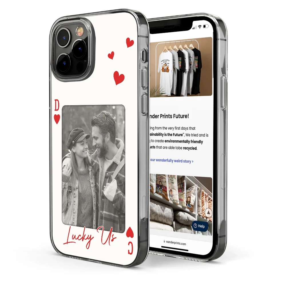 Gift For Couples,Old Couples,Gift For Husband,Gift For Wife,Gift For Boyfriend,Gift For Girlfriend,Love,Custom Photo - Custom Photo How Lucky Are We Playing Card - Personalized Clear Phone Case