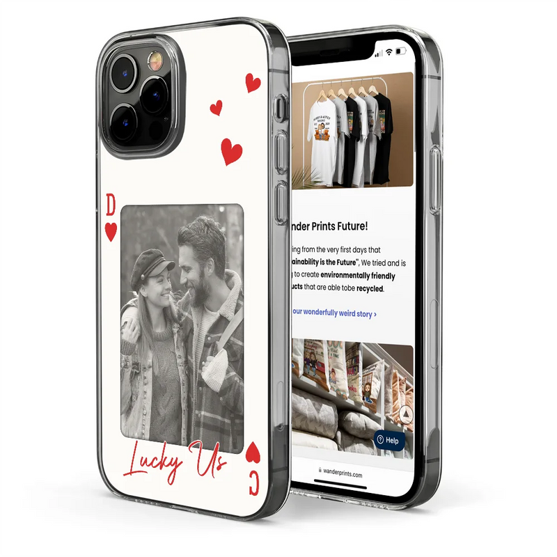 Gift For Couples,Old Couples,Gift For Husband,Gift For Wife,Gift For Boyfriend,Gift For Girlfriend,Love,Custom Photo - Custom Photo How Lucky Are We Playing Card - Personalized Clear Phone Case