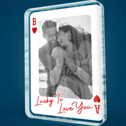 Gift For Couples,Old Couples,Gift For Husband,Gift For Wife,Gift For Boyfriend,Gift For Girlfriend,Love,Custom Photo - Custom Photo How Lucky Are We Playing Card - Personalized Custom Shaped Acrylic Plaque