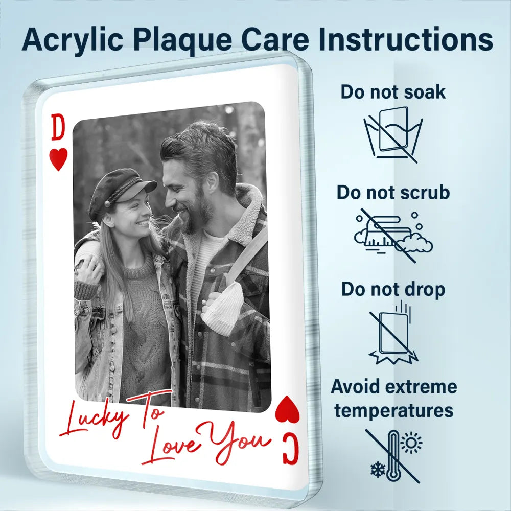 Gift For Couples,Old Couples,Gift For Husband,Gift For Wife,Gift For Boyfriend,Gift For Girlfriend,Love,Custom Photo - Custom Photo How Lucky Are We Playing Card - Personalized Custom Shaped Acrylic Plaque