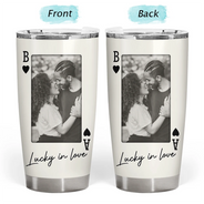Gift For Couples,Old Couples,Gift For Husband,Gift For Wife,Gift For Boyfriend,Gift For Girlfriend,Love,Custom Photo - Custom Photo How Lucky Are We Playing Card - Personalized Tumbler