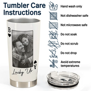 Gift For Couples,Old Couples,Gift For Husband,Gift For Wife,Gift For Boyfriend,Gift For Girlfriend,Love,Custom Photo - Custom Photo How Lucky Are We Playing Card - Personalized Tumbler