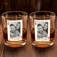 Gift For Couples,Old Couples,Gift For Husband,Gift For Wife,Gift For Boyfriend,Gift For Girlfriend,Love,Custom Photo - Custom Photo How Lucky Are We Playing Card - Personalized Whiskey Glass