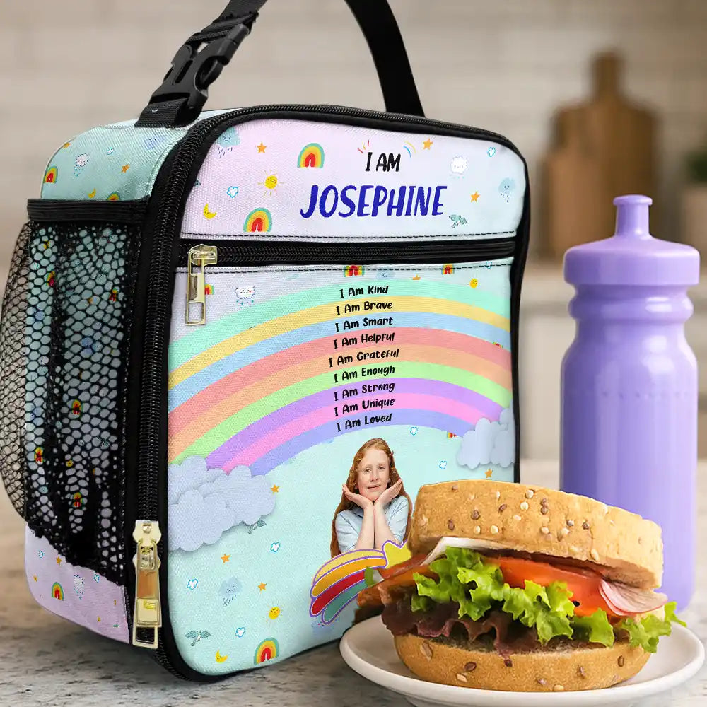 Gift For Kids,Back To School - Custom Photo I Am Affirmations - Personalized Kids Lunch Bag