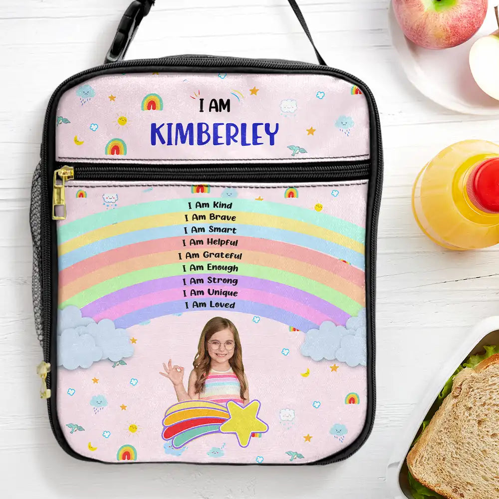 Gift For Kids,Back To School - Custom Photo I Am Affirmations - Personalized Kids Lunch Bag