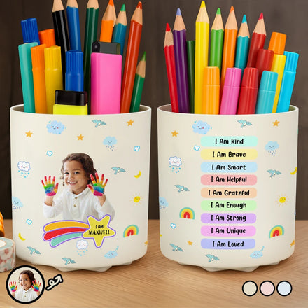 Custom Photo I Am Affirmations - Personalized Rotating Pen Holder