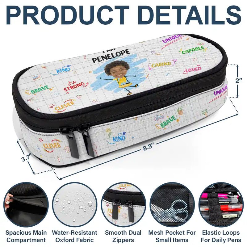 Back To School,Gift For Kids - Custom Photo I Am Affirmations For Kids - Personalized Pencil Case