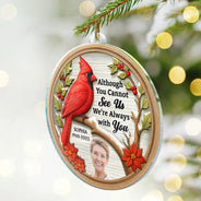 Family,Christmas,Memorial,Sad - Custom Photo I Am Always With You 3D Effect Cardinal Bird - Personalized Custom Shaped Acrylic Ornament