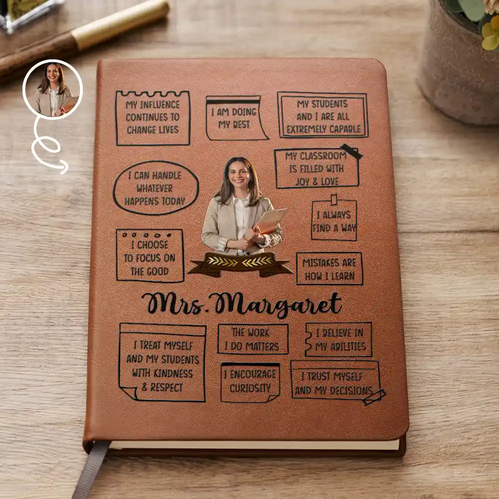 Teacher,Back To School - Custom Photo I Am Proud To Be A Teacher - Personalized Leather Journal