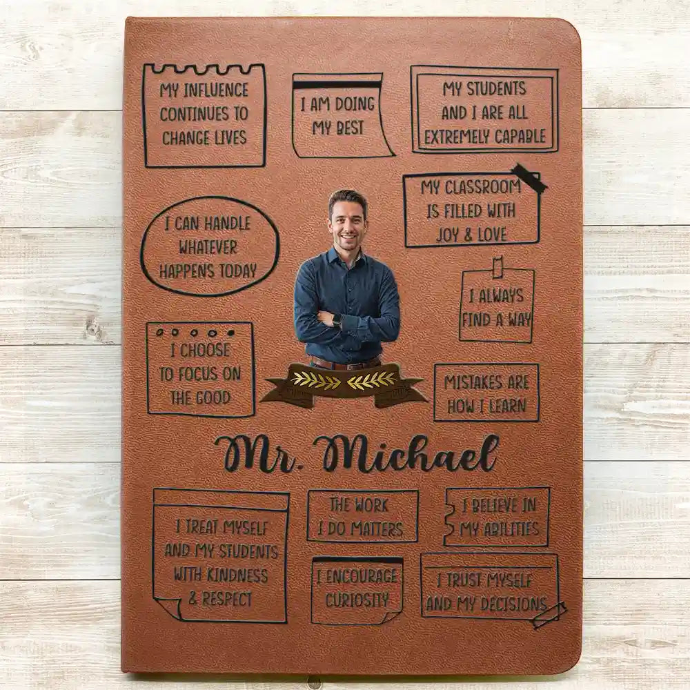 Teacher,Back To School - Custom Photo I Am Proud To Be A Teacher - Personalized Leather Journal