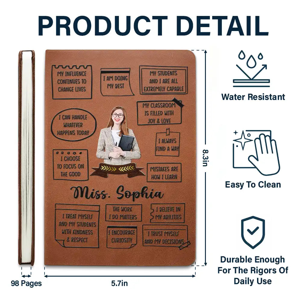 Teacher,Back To School - Custom Photo I Am Proud To Be A Teacher - Personalized Leather Journal