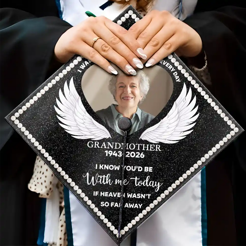 Graduation,Gift For Yourself,Gift For Daughter,Gift For Sisters,Gift For Son,Gift For Brothers,Memorial,Sad - Custom Photo I Am Walking Beside You Every Step Of The Way - Personalized Graduation Cap Topper