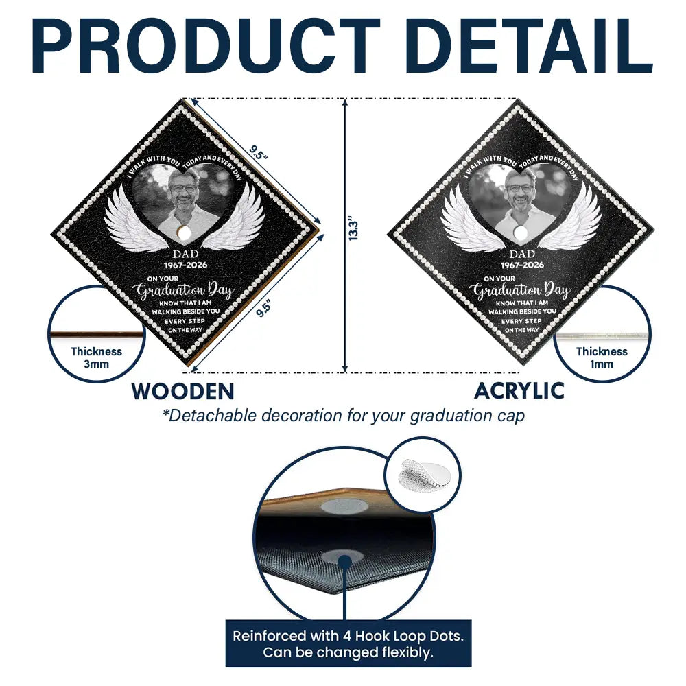 Graduation,Gift For Yourself,Gift For Daughter,Gift For Sisters,Gift For Son,Gift For Brothers,Memorial,Sad - Custom Photo I Am Walking Beside You Every Step Of The Way - Personalized Graduation Cap Topper