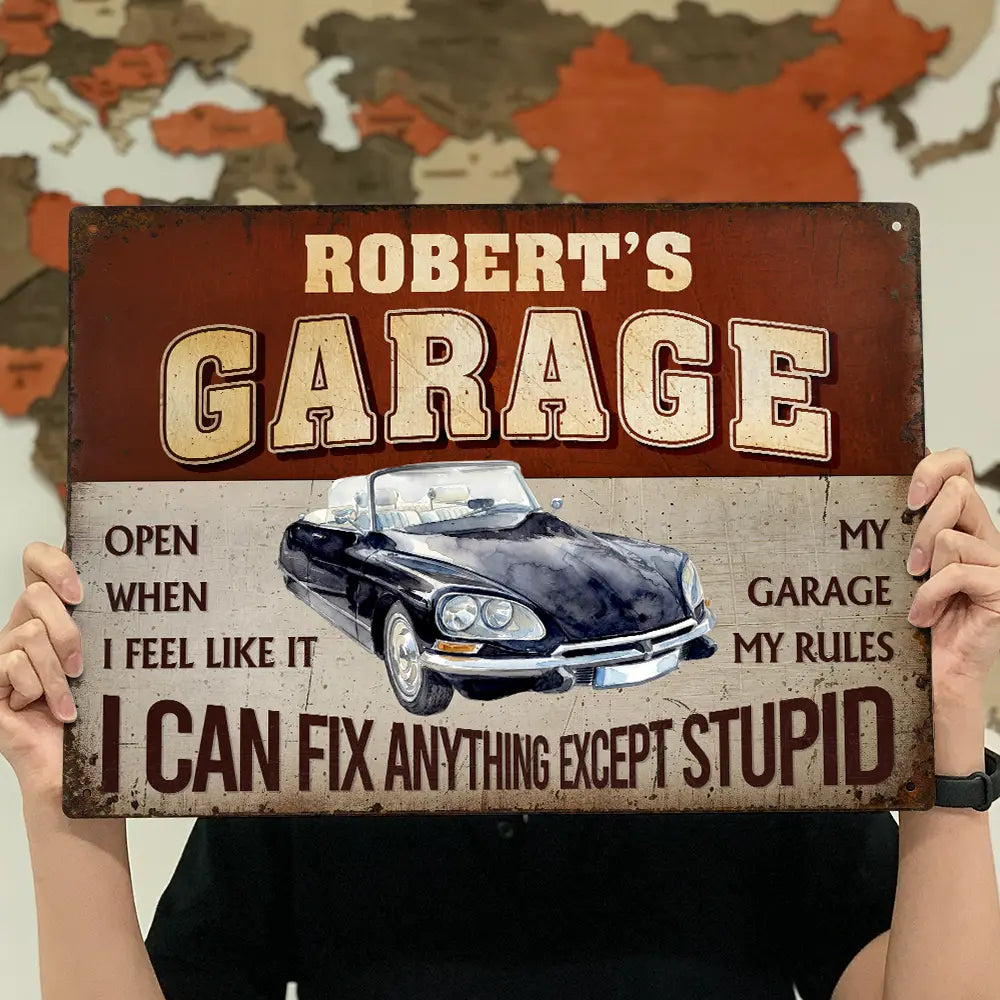 Gift For Men, Gift For Yourself, Happy, Gift For Father, Gift For Grandpa - Custom Photo I Can Fix Anything Except Stupid - Personalized Classic Metal Signs