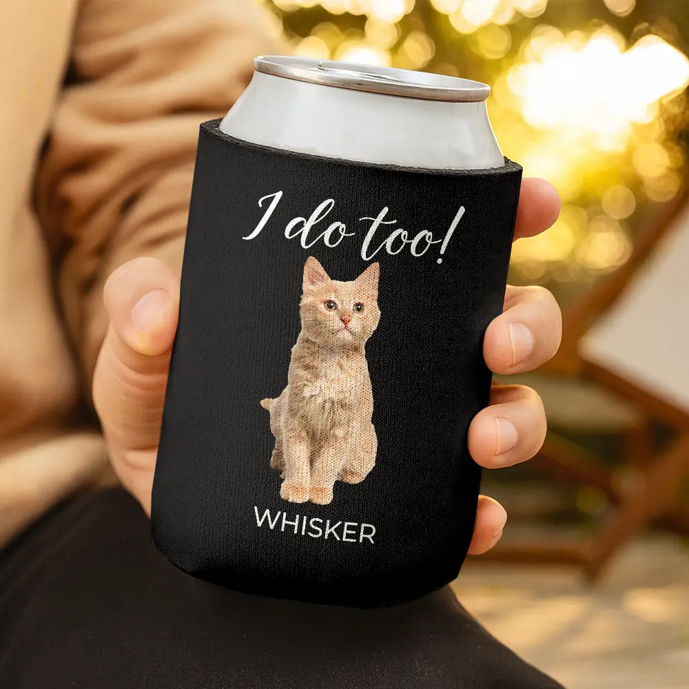 Dog Lovers,Pet Lovers,Cat Lovers,Engaged,Gift For Couples,Gift For Husband,Gift For Wife,Gift For Boyfriend,Gift For Girlfriend,Wedding,Wedding Anniversary,Happy - Custom Photo I Do Too Wedding Dog Cat - Personalized Can Cooler Sleeve