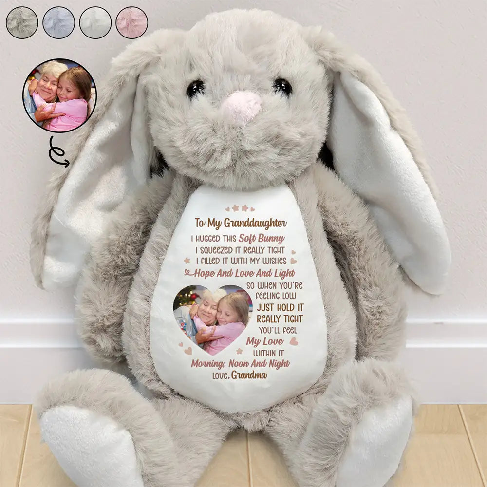 Gift For Grandma, Grandma - Grandkids, Gift For Grandkids, Gift For Daughter, Gift For Mother, Love - Custom Photo I Filled It With My Wishes Grandmother Granddaughter - Personalized Soft Toy Bunny