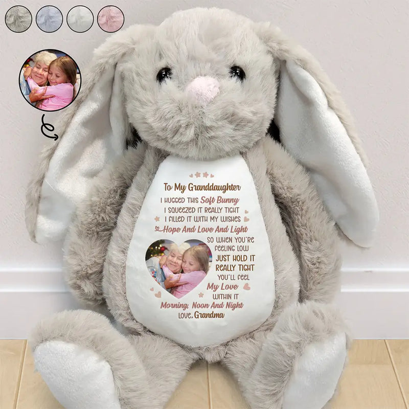 Gift For Grandma, Grandma - Grandkids, Gift For Grandkids, Gift For Daughter, Gift For Mother, Love - Custom Photo I Filled It With My Wishes Grandmother Granddaughter - Personalized Soft Toy Bunny