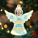 Christmas, Memorial, Sad, Parents, Gift For Grandparents - Custom Photo I Have A Guardian Angel In Heaven And I Call Her Mom - Personalized Custom Shaped Acrylic Ornament