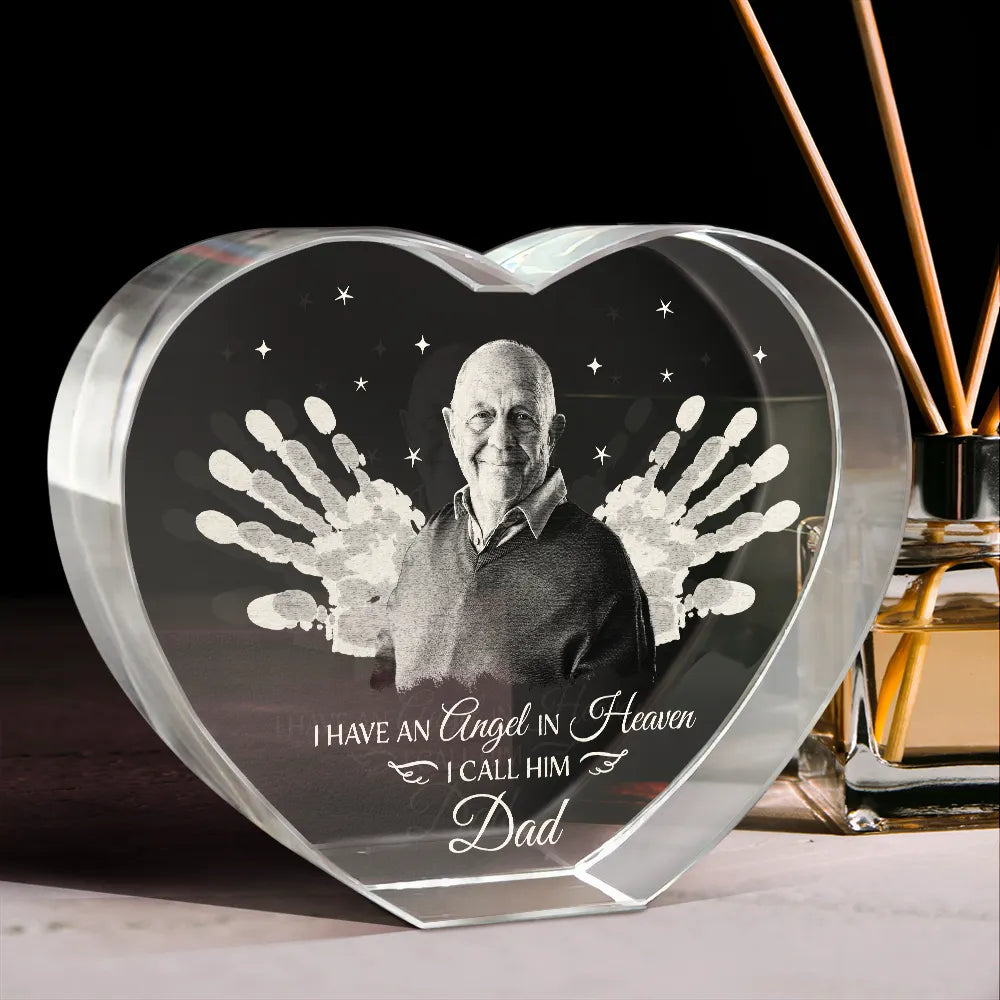 Gift For Yourself,Gift For Women,Gift For Men,Memorial,Sad - Custom Photo I Have An Angel - Personalized Crystal Heart
