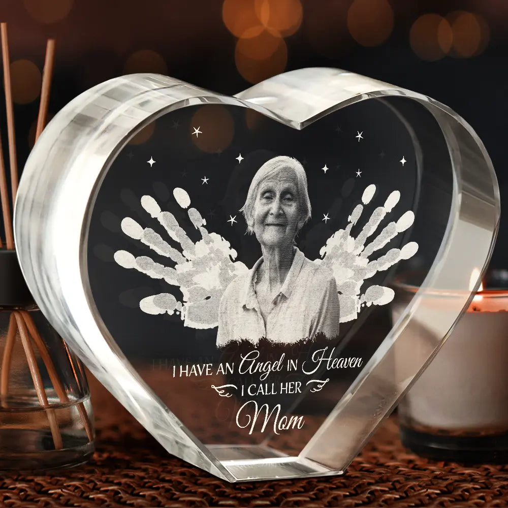 Gift For Yourself,Gift For Women,Gift For Men,Memorial,Sad - Custom Photo I Have An Angel - Personalized Crystal Heart