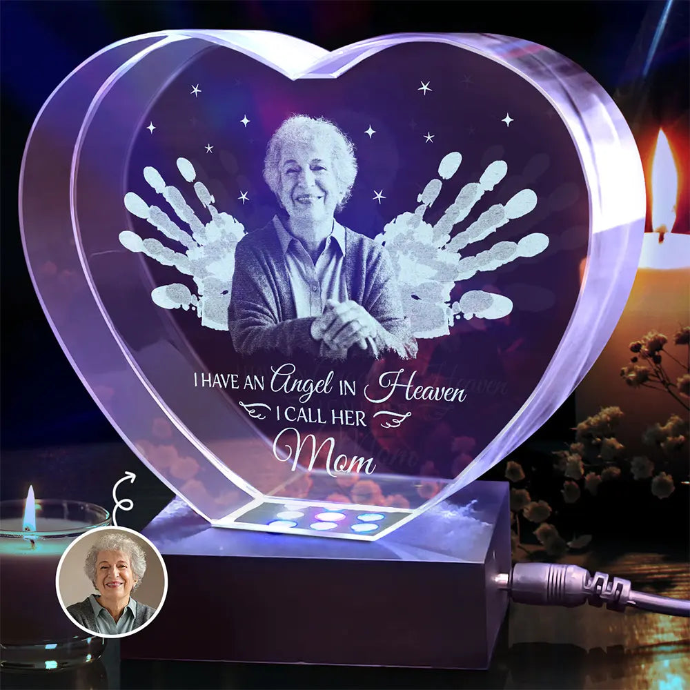 Gift For Yourself,Gift For Women,Gift For Men,Memorial,Sad - Custom Photo I Have An Angel - Personalized Crystal Heart