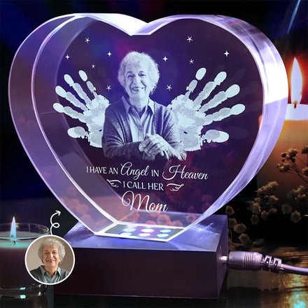 Custom Photo I Have An Angel - Personalized Crystal Heart