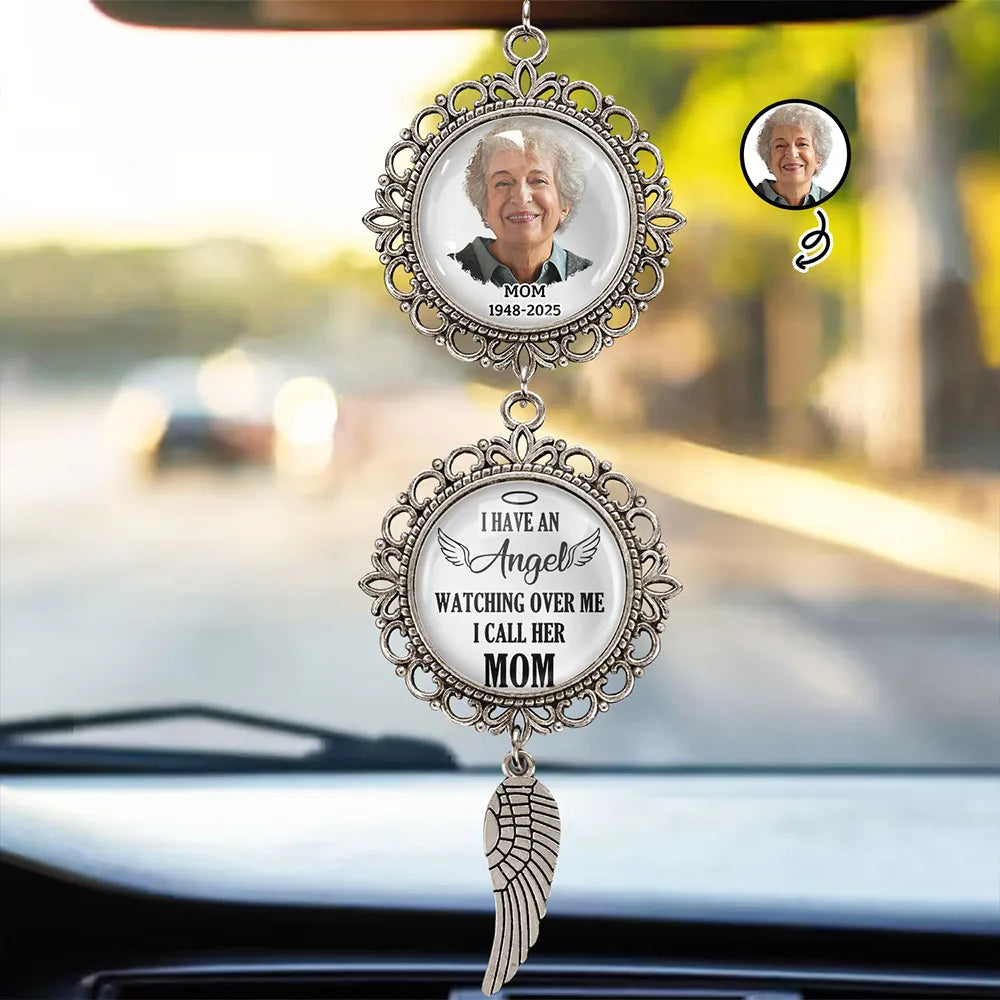 Memorial,Gift For Mother,Family,Sad - Custom Photo I Have An Angel Watching Over Me - Personalized Photo Pendant Charm