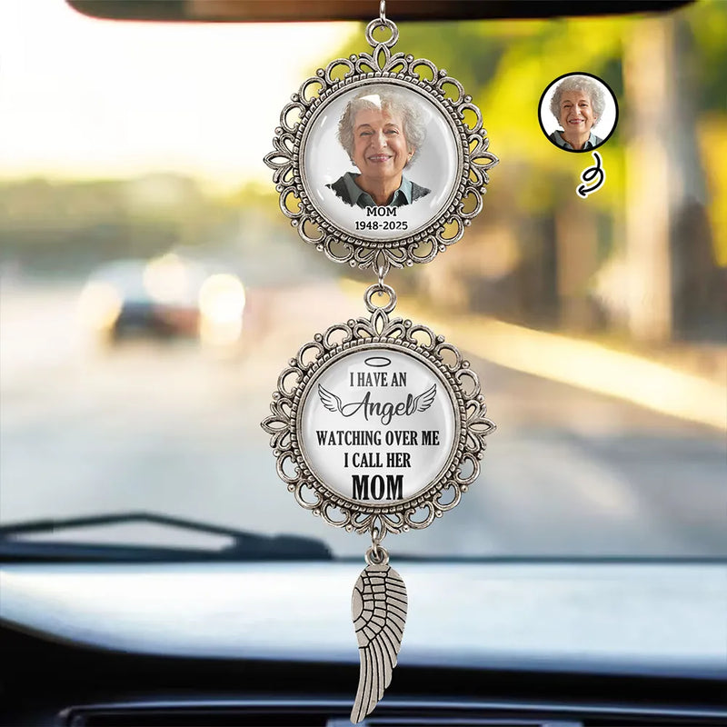 Memorial,Gift For Mother,Family,Sad - Custom Photo I Have An Angel Watching Over Me - Personalized Photo Pendant Charm