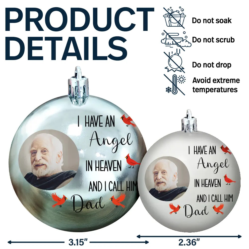 Christmas, Memorial, Family, Parents, Gift For Grandparents, Sad - Custom Photo I Have Two Angels In Heaven And I Call Them Mom Dad - Personalized Ball Ornament