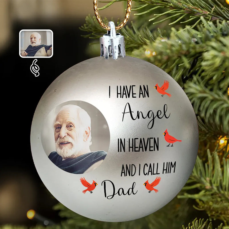 Christmas, Memorial, Family, Parents, Gift For Grandparents, Sad - Custom Photo I Have Two Angels In Heaven And I Call Them Mom Dad - Personalized Ball Ornament