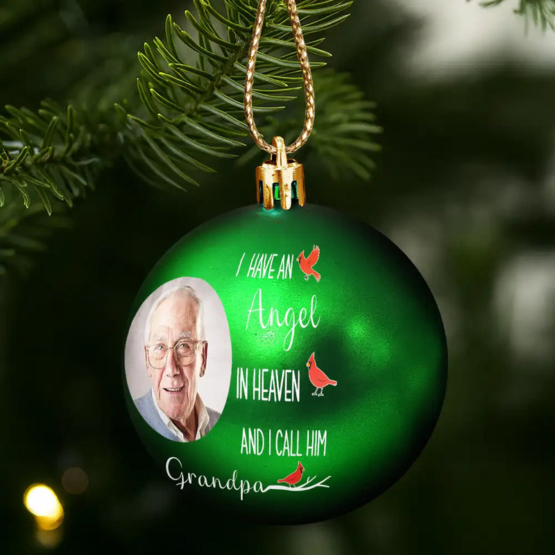 Christmas, Memorial, Family, Parents, Gift For Grandparents, Sad - Custom Photo I Have Two Angels In Heaven And I Call Them Mom Dad - Personalized Ball Ornament