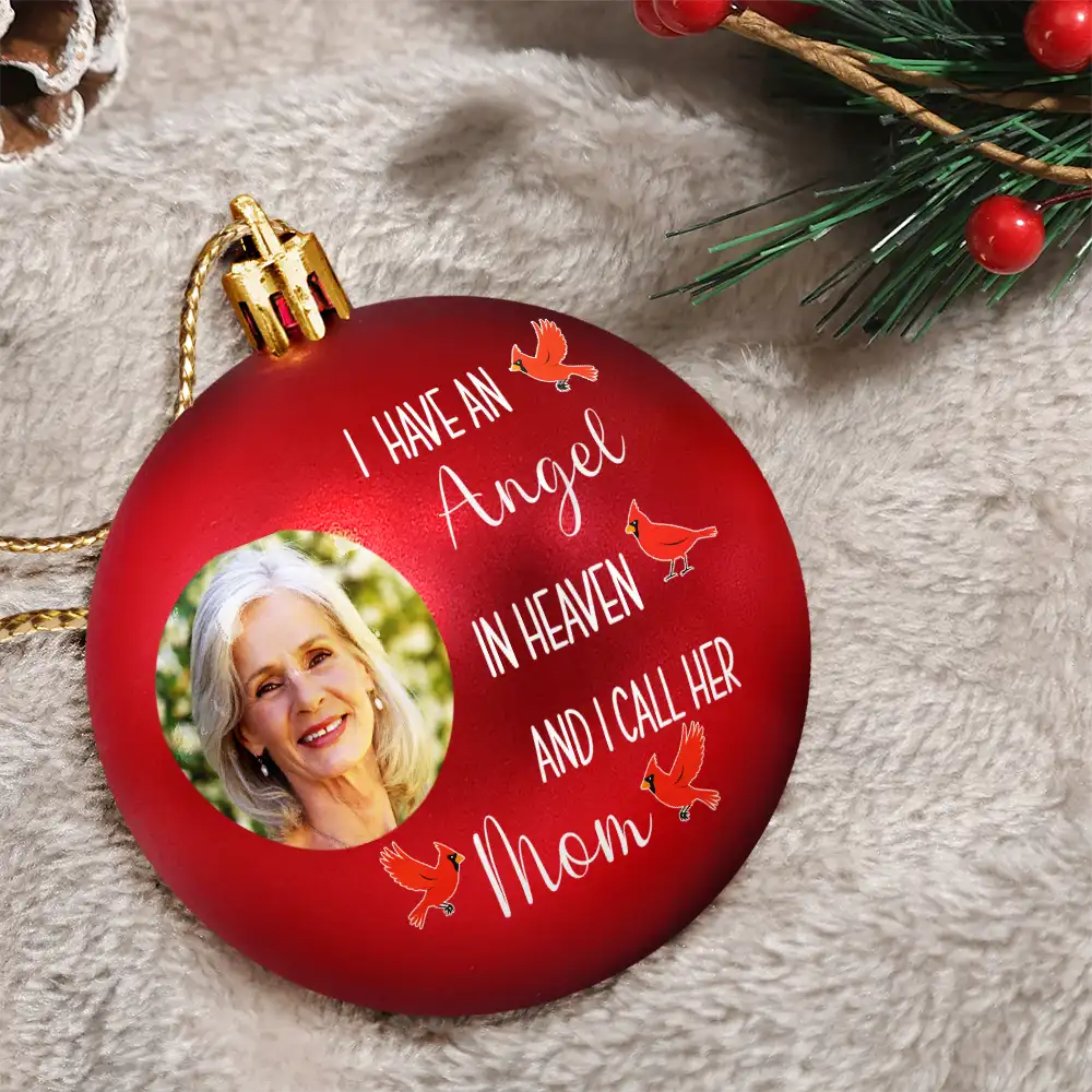 Christmas, Memorial, Family, Parents, Gift For Grandparents, Sad - Custom Photo I Have Two Angels In Heaven And I Call Them Mom Dad - Personalized Ball Ornament