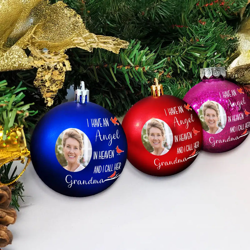 Christmas, Memorial, Family, Parents, Gift For Grandparents, Sad - Custom Photo I Have Two Angels In Heaven And I Call Them Mom Dad - Personalized Ball Ornament