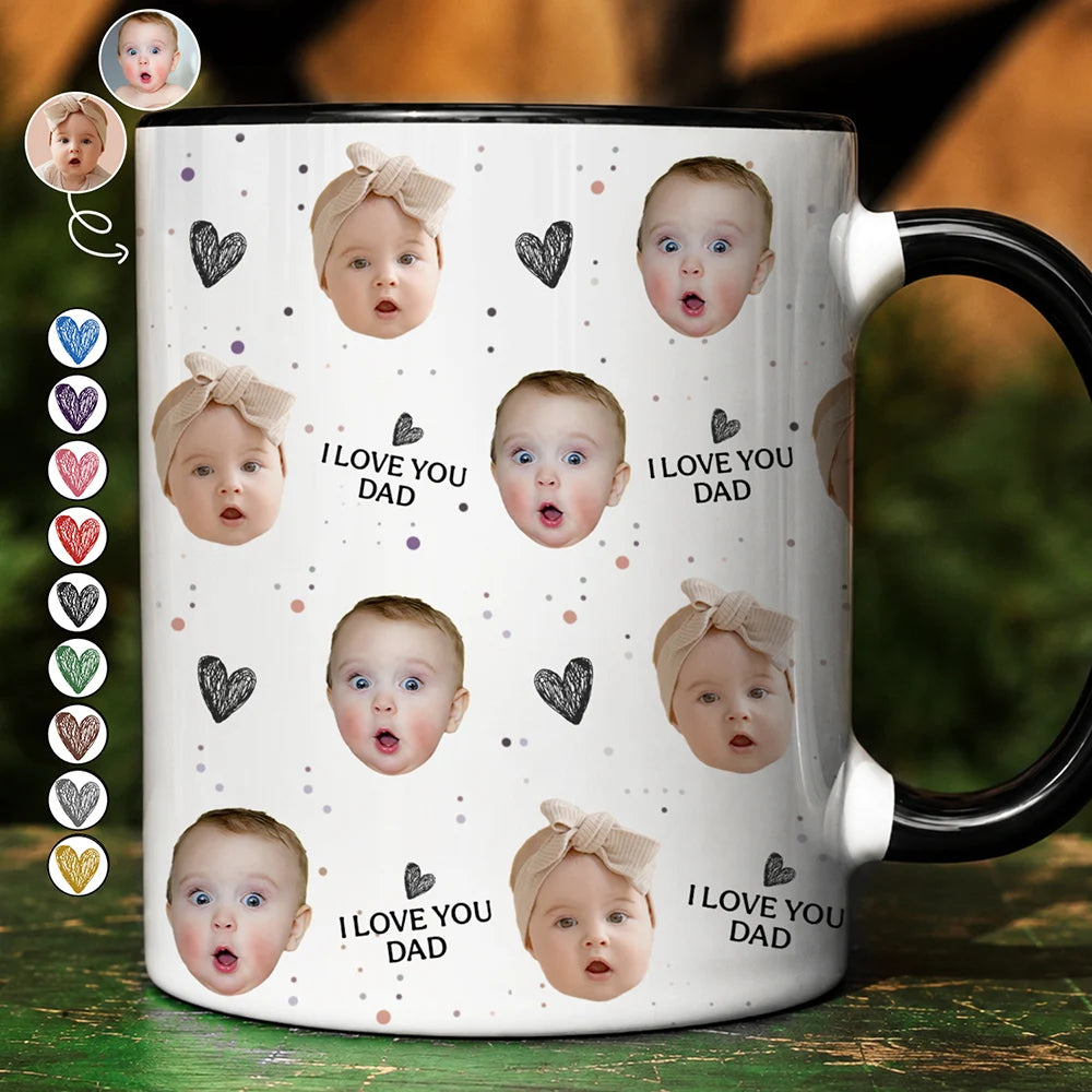 Custom Photo I Love You Dad Grandpa - Personalized Accent Mug