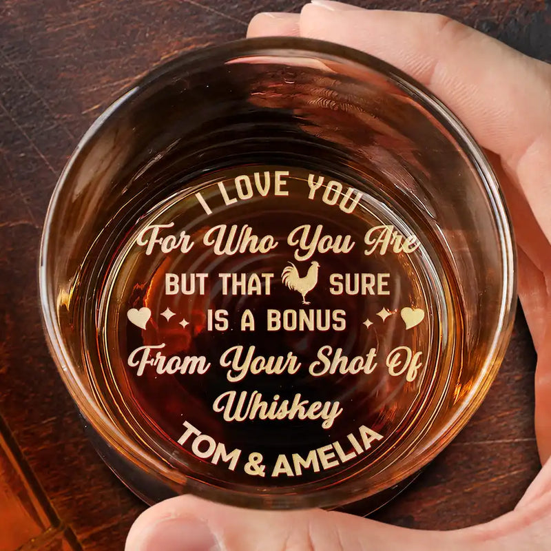 Gift For Couples,Gift For Husband - Custom Photo I Love You For Who You Are Hot Couple - Personalized Engraved Whiskey Glass