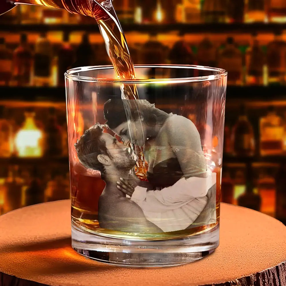 Gift For Couples,Gift For Husband - Custom Photo I Love You For Who You Are Hot Couple - Personalized Engraved Whiskey Glass