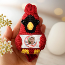 Family, Memorial, Sad, Christmas - Custom Photo I Love You To The Moon And Back - Personalized Crochet Cardinal Bird Hanging Decoration