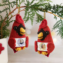 Family, Memorial, Sad, Christmas - Custom Photo I Love You To The Moon And Back - Personalized Crochet Cardinal Bird Hanging Decoration