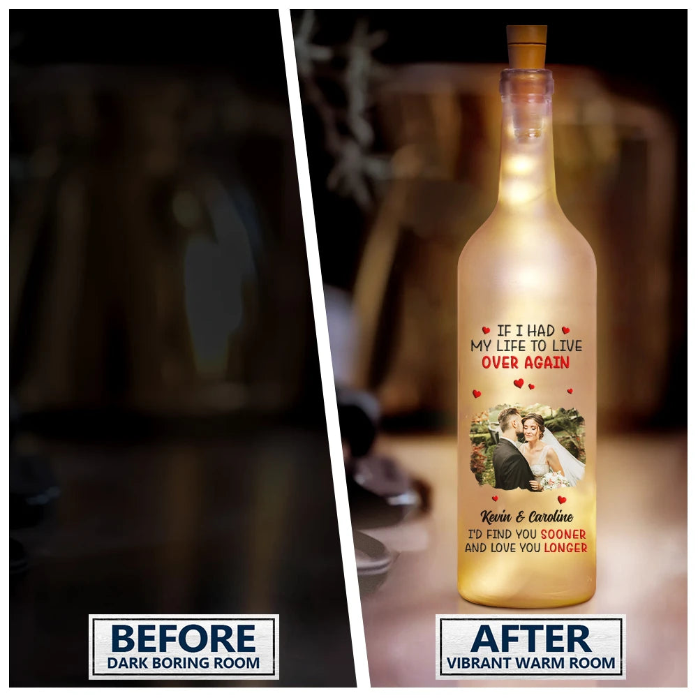 Gift For Couples,Gift For Husband,Gift For Wife,Gift For Boyfriend,Gift For Girlfriend,Old Couples,Love - Custom Photo I Met You Liked You Love You Forever - Personalized Bottle Light