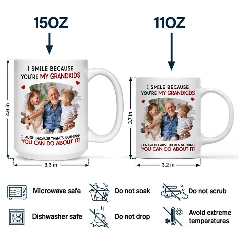 Family,Dad - Daughters (Adult),Dad - Daughters (Young),Gift For Daughter,Mom - Daughters (Adult),Mom - Daughters (Young),Dad - Sons,Gift For Son,Mom - Sons,Grandpa - Grandkids,Grandma - Grandkids,Gift For Grandkids,Custom Photo,Happy - Custom Photo I Smile Because You Are My Daughter Son Grandkid - Personalized Mug