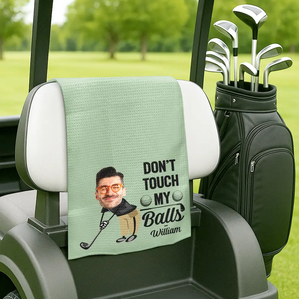 Funny,Golf,Gift For Husband,Gift For Boyfriend,Gift For Yourself,Gift For Men,Gift For Grandpa,Grandpa's Hobby,Gift For Father,Dad's Hobby,Sport Dad - Custom Photo I Use This Towel To Clean My Balls - Personalized Golf Towel